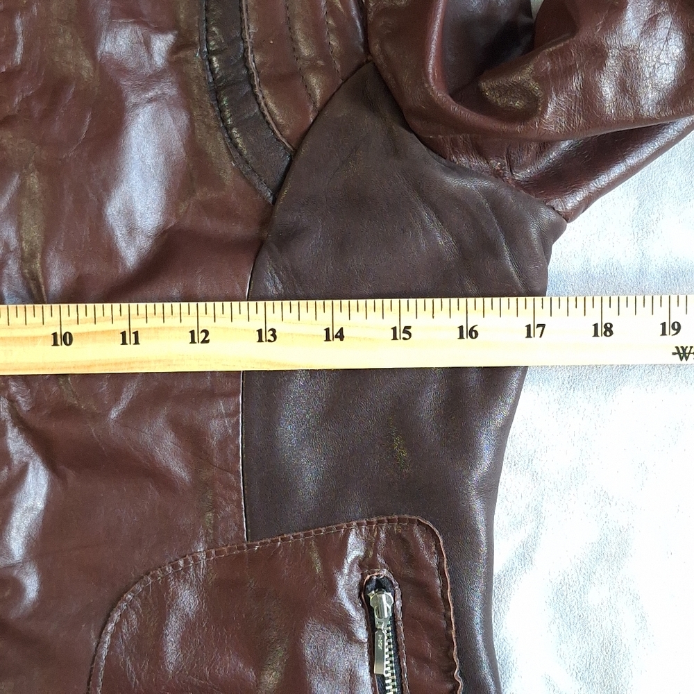 Women’s Brown Hooded Leather Jacket - Picture 10 of 12